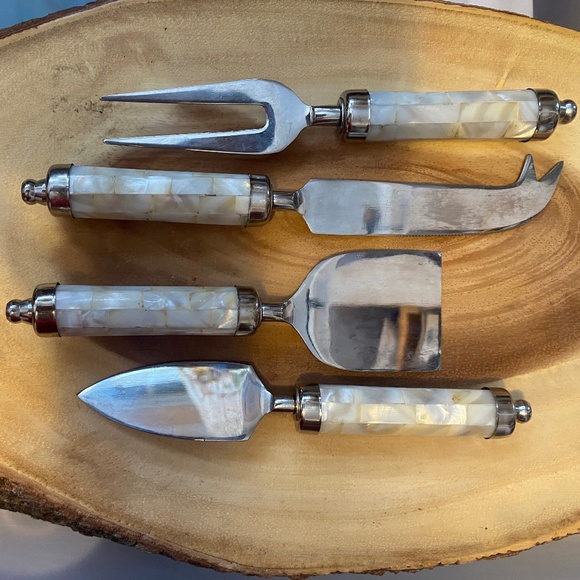 Vintage mother of pearl cheese set (4 pce) - Picture 12 of 16